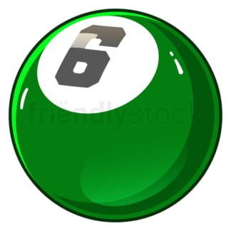 Cartoon billiard ball number 6. PNG - JPG and vector EPS file formats (infinitely scalable). Image isolated on transparent background.