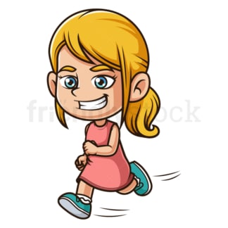 Cartoon girl running fast. PNG - JPG and vector EPS (infinitely scalable).