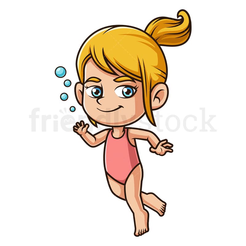 Cartoon Girl Swimming Vector Image - FriendlyStock
