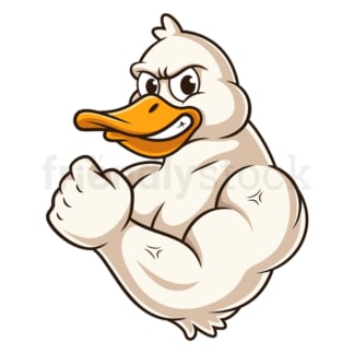 Cartoon strong duck sports mascot. PNG - JPG and vector EPS (infinitely scalable).