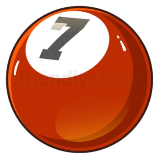 Cartoon billiard ball number 7. PNG - JPG and vector EPS file formats (infinitely scalable). Image isolated on transparent background.