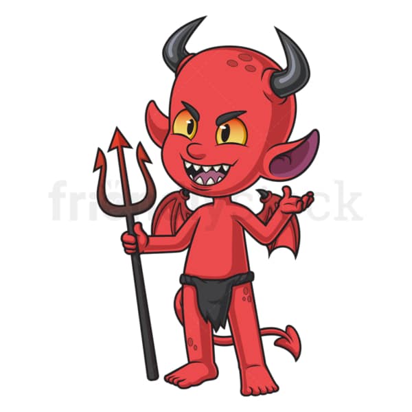 Cartoon evil red devil. PNG - JPG and vector EPS (infinitely scalable).