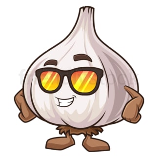 Cartoon garlic with sunglasses. PNG - JPG and vector EPS (infinitely scalable).