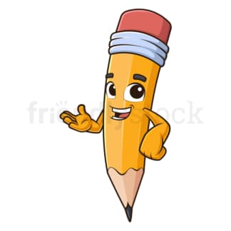 Cartoon pencil presenting. PNG - JPG and vector EPS (infinitely scalable).