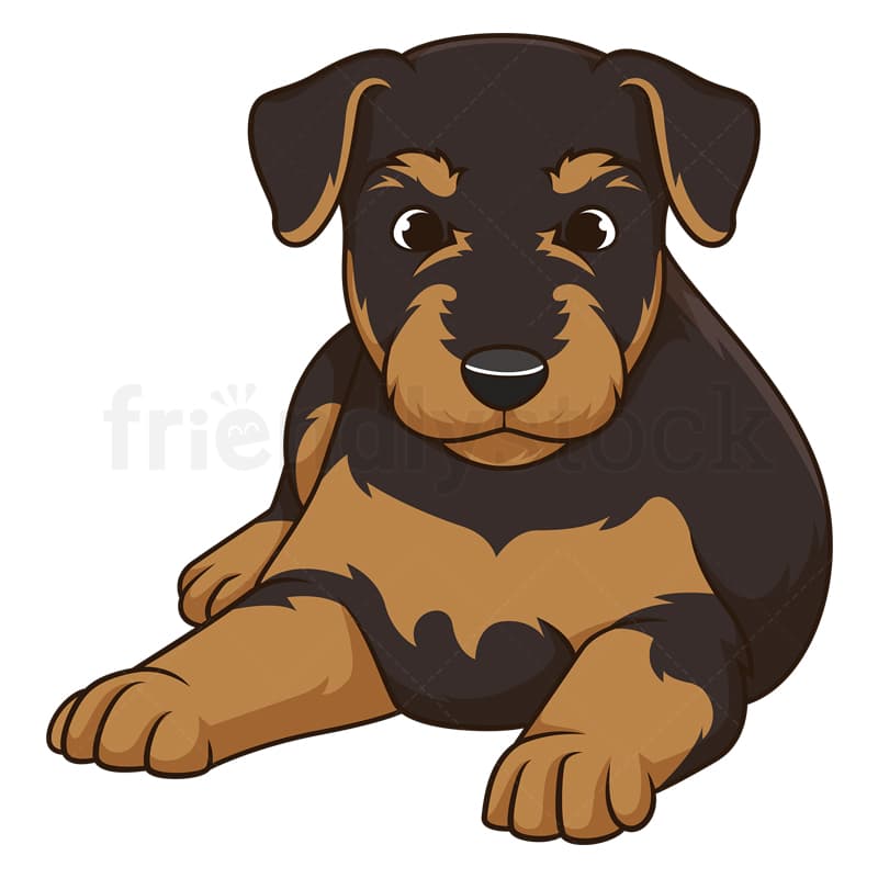 Cute Airedale Terrier Puppy Cartoon Clipart Vector - FriendlyStock