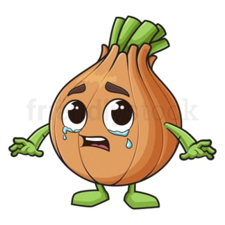 Cartoon cut onion crying. PNG - JPG and vector EPS (infinitely scalable).