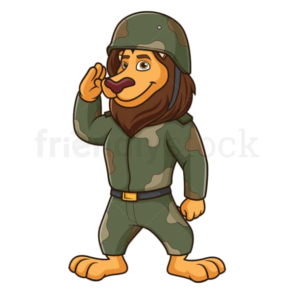 Cartoon lion soldier. PNG - JPG and vector EPS (infinitely scalable).