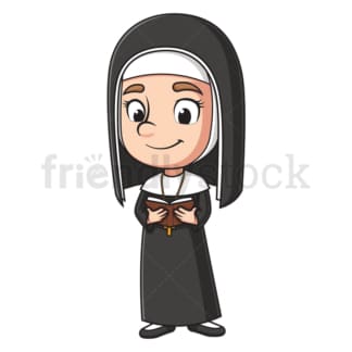 Christian nun reading the holy bible. PNG - JPG and vector EPS (infinitely scalable).