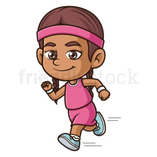 Hispanic girl running exercise. PNG - JPG and vector EPS (infinitely scalable).