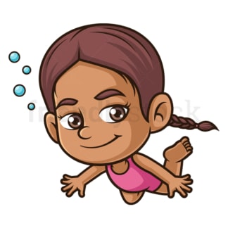 Hispanic girl swimming. PNG - JPG and vector EPS (infinitely scalable).