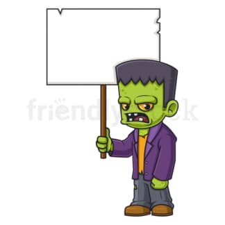 Mad frankenstein holding blank sign. PNG - JPG and vector EPS (infinitely scalable).