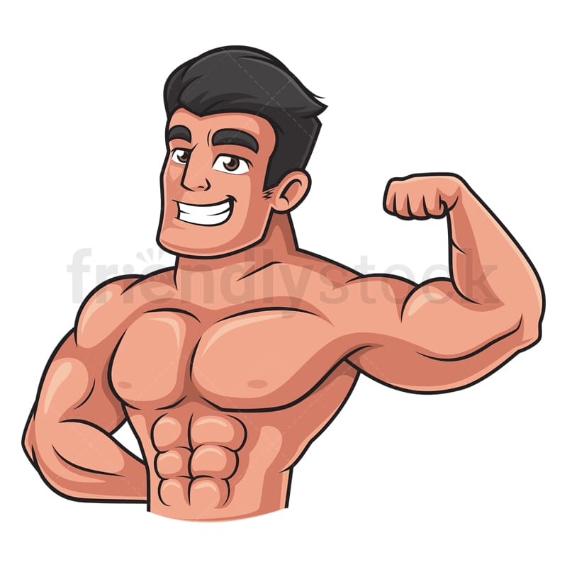 Bodybuilder Flexing Cartoon Clipart Vector - FriendlyStock