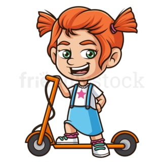 Ginger girl on electric scooter. PNG - JPG and vector EPS (infinitely scalable).