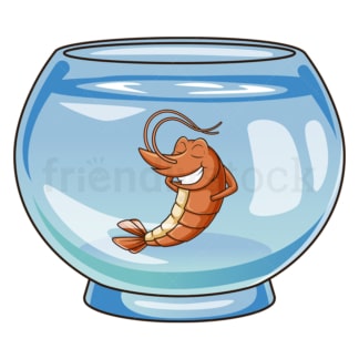 Cartoon shrimp in water tank. PNG - JPG and vector EPS (infinitely scalable).