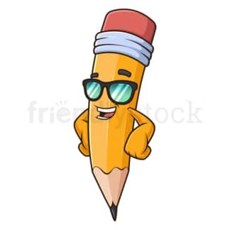 Cool pencil with sunglasses. PNG - JPG and vector EPS (infinitely scalable).
