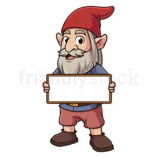 Gnome holding blank sing. PNG - JPG and vector EPS (infinitely scalable).