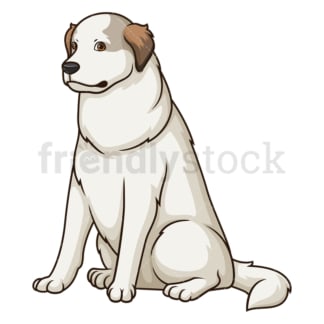 Obedient great pyrenees sitting. PNG - JPG and vector EPS (infinitely scalable).