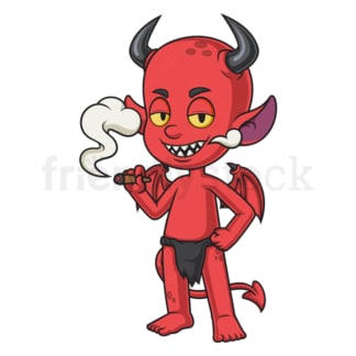 Red devil smoking pot. PNG - JPG and vector EPS (infinitely scalable).