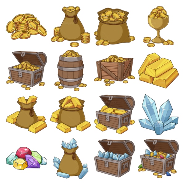Cartoon treasure design elements. PNG - JPG and vector EPS file formats (infinitely scalable). Images isolated on transparent background.