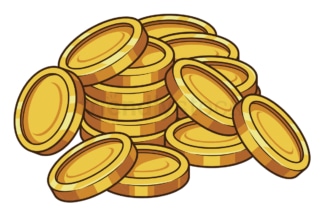 Cartoon gold coins. PNG - JPG and vector EPS file formats (infinitely scalable). Image isolated on transparent background.