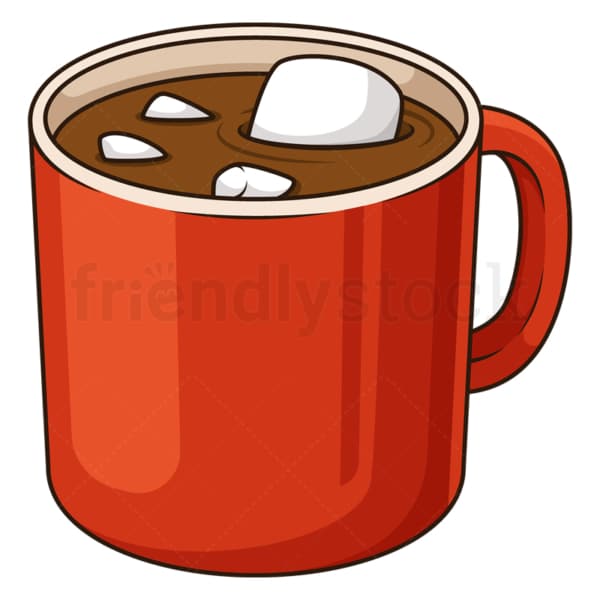 Cartoon hot chocolate with marshmallows. PNG - JPG and vector EPS file formats (infinitely scalable). Image isolated on transparent background.