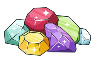 Cartoon colorful gems and rubies. PNG - JPG and vector EPS file formats (infinitely scalable). Image isolated on transparent background.