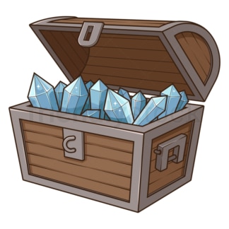 Cartoon treasure chest with crystal gems. PNG - JPG and vector EPS file formats (infinitely scalable). Image isolated on transparent background.