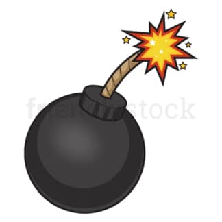 Cartoon black bomb with lit fuse. PNG - JPG and vector EPS file formats (infinitely scalable). Image isolated on transparent background.