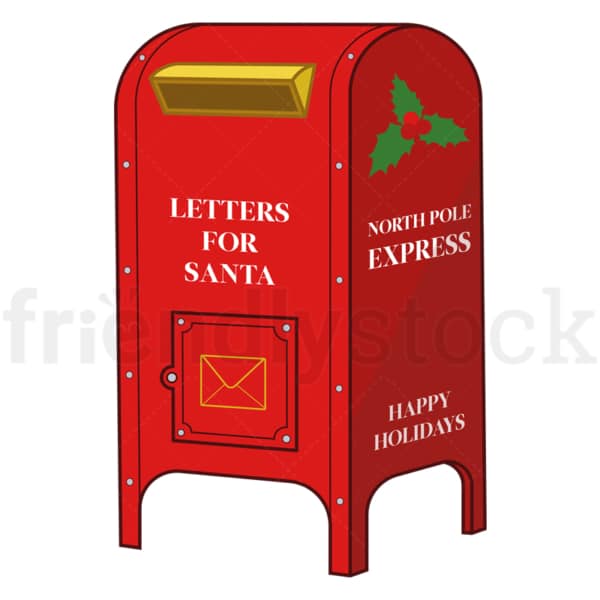 Cartoon christmas letterbox. PNG - JPG and vector EPS file formats (infinitely scalable). Image isolated on transparent background.