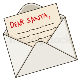Cartoon christmas letter to santa claus. PNG - JPG and vector EPS file formats (infinitely scalable). Image isolated on transparent background.