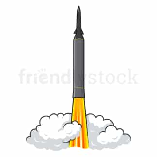 Cartoon missile launching. PNG - JPG and vector EPS file formats (infinitely scalable). Image isolated on transparent background.