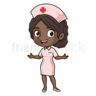 Cartoon black female nurse. PNG - JPG and vector EPS (infinitely scalable).