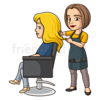 Cartoon hairdresser at work. PNG - JPG and vector EPS (infinitely scalable).