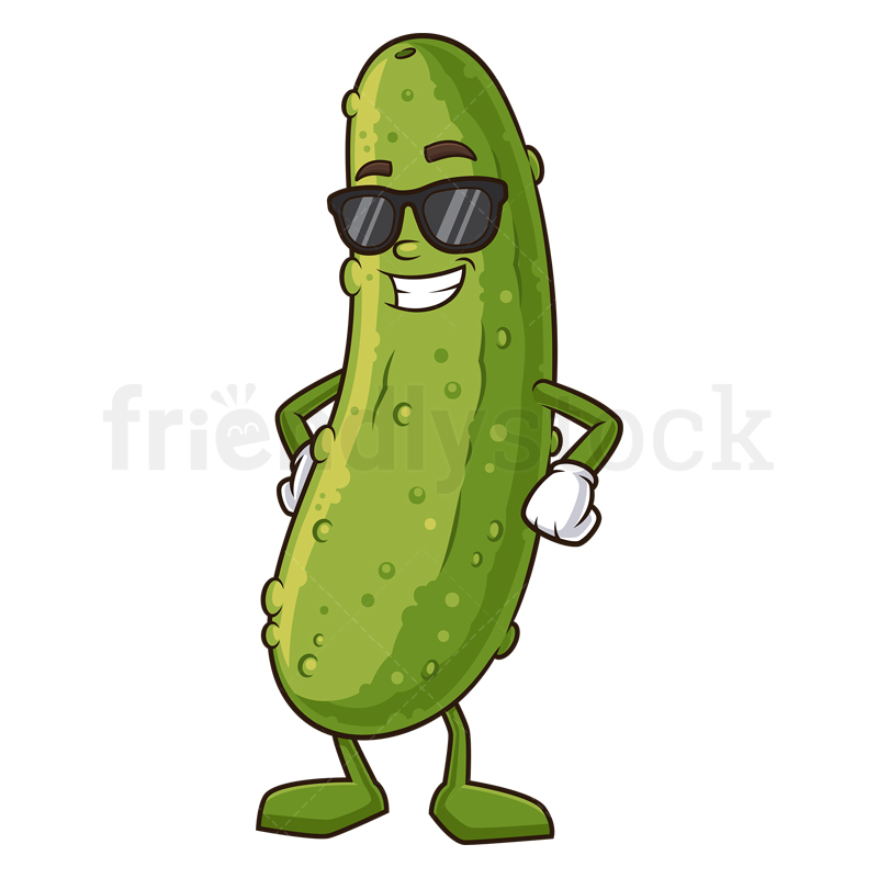 Cartoon Pickled Cucumber With Sunglasses Vector Clip Art Image -  FriendlyStock