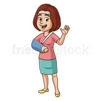 Happy injured woman. PNG - JPG and vector EPS (infinitely scalable).