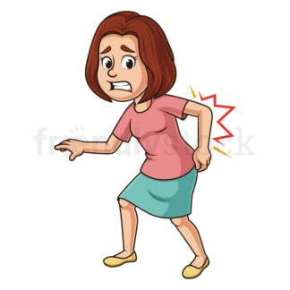 Woman with back pain. PNG - JPG and vector EPS (infinitely scalable).