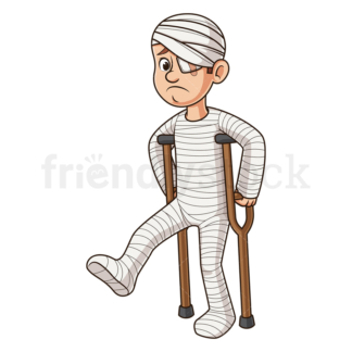 Injured man in body cast. PNG - JPG and vector EPS (infinitely scalable).