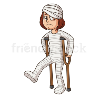 Injured woman in full body cast. PNG - JPG and vector EPS (infinitely scalable).