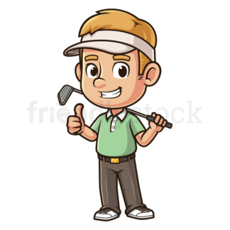 Cartoon male golfer thumbs up. PNG - JPG and vector EPS (infinitely scalable).