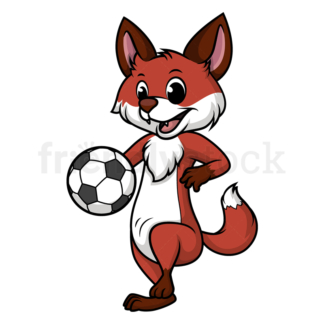 Cartoon fox playing soccer. PNG - JPG and vector EPS (infinitely scalable).