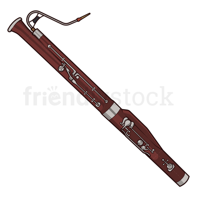 Cartoon Bassoon Realistic Vector Illustration Clip Art Image