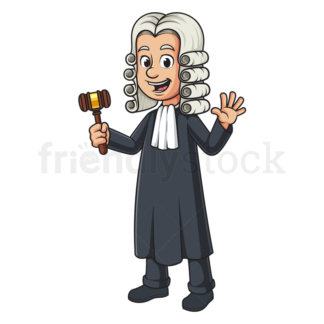 Male cartoon judge waving. PNG - JPG and vector EPS (infinitely scalable).