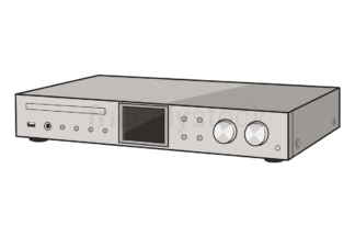 Cartoon hi-fi stereo cd player. PNG - JPG and vector EPS (infinitely scalable).