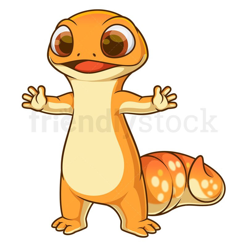 Excited gecko with arms wide open. PNG - JPG and vector EPS (infinitely scalable).