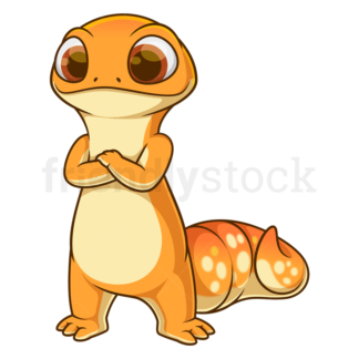 Gecko arms crossed over chest. PNG - JPG and vector EPS (infinitely scalable).