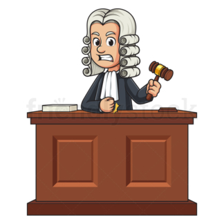Angry male judge courtroom bench. PNG - JPG and vector EPS (infinitely scalable).