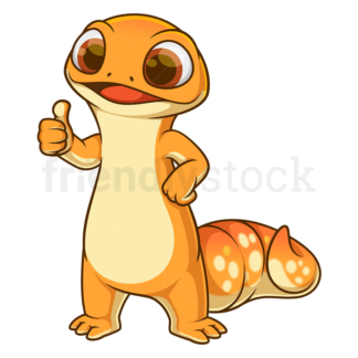 Cartoon gecko thumbs up gesture. PNG - JPG and vector EPS (infinitely scalable).
