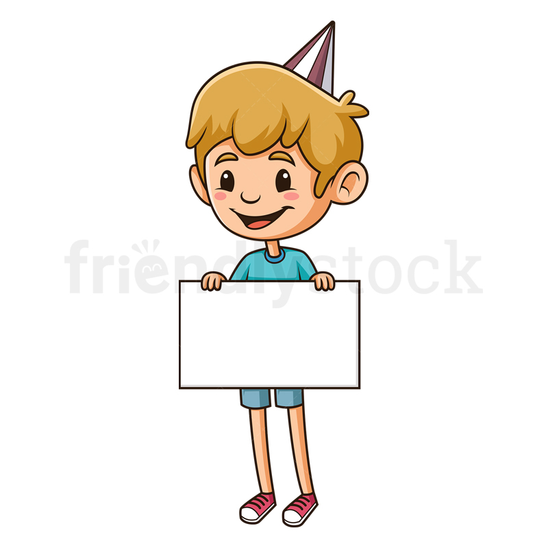 Birthday boy with blank sign. PNG - JPG and vector EPS (infinitely scalable).