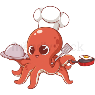 Cartoon octopus chef. PNG - JPG and vector EPS (infinitely scalable).