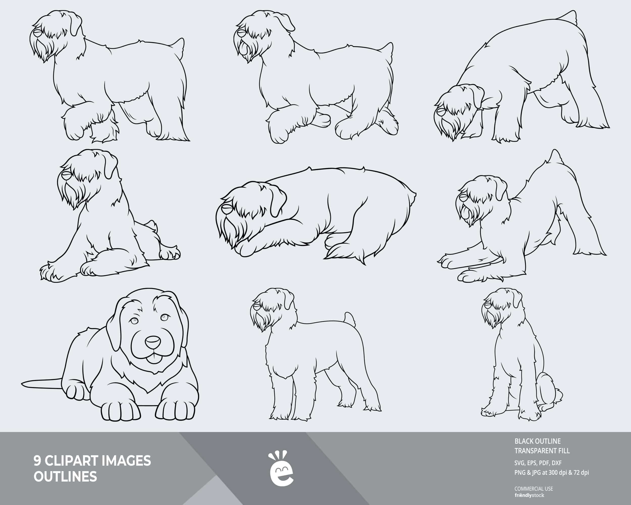 Russian Terrier Graphics - Outlines With Transparency